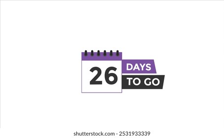 26 dias para ir Contagem regressiva número banner templates. ícone de tempo. Ilustração de vetor 
