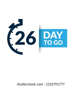 26 days to go label,sign,button. Vector stock illustration.