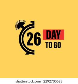26 Tage bis zum letzten Countdown-Symbol. 26 Tage gehen Verkauf Preis Angebot Promo Deal Timer, nur 26 Tage, Countdown links Tage Banner. Zeitverkauf zählen. Vektorgrafik, Anzahl der verbleibenden Tage