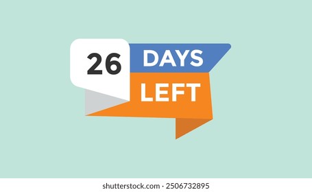 26 Tage verbleibende Countdown-Nummer Banner Vorlagen. Zeit-Symbol. Vektorgrafik 