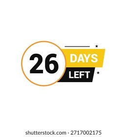 26 Tage links Countdown Zahl Banner Vorlagen Zeit Symbol Vektor Design
