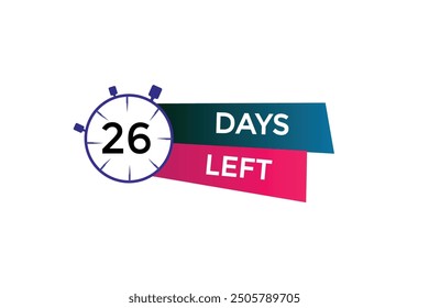 26 days left, icon, stile, timer, countdown, clock, time,  background, template, 26 days left, countdown, sticker, left banner, business, sale, label button
