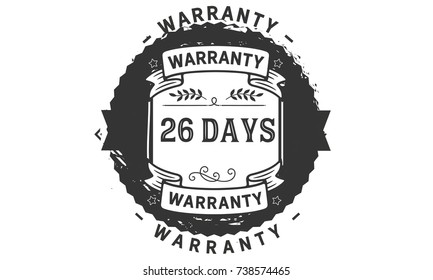 26 days warranty icon vintage rubber stamp guarantee