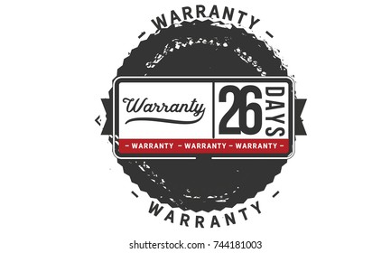 26 days warranty icon vintage rubber stamp guarantee