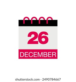 26. Dezember Kalenderdatum Symbol Vektorgrafik EPS