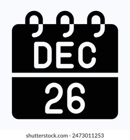 26 December Calendar, Gift Boxing Day Calendar, Vector Calendar.