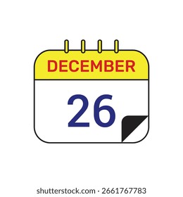 26 december calendar icon vector illustration design
