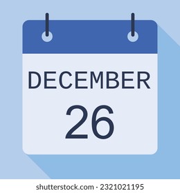 26 December Calendar, Vector Calendar.