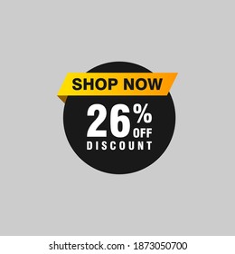 26 discount, Sales Vector badges for Labels, , Stickers, Banners, Tags, Web Stickers, New offer. Discount origami sign banner