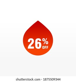 26 Rabatt, Vektor-Abzeichen für Labels, , Aufkleber, Banner, Tags, Web-Aufkleber, Neues Angebot. Discount-Origami-Zeichenbanner