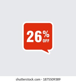 26 descuento, distintivos de vectores de venta para etiquetas, , pegatinas, banners, etiquetas, etiquetas, etiquetas web, nueva oferta. Banner de signo de origami de descuento