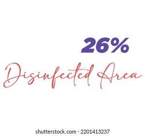 26% Disinfected Area Product Label Sign for product vector art illustration with stylish font and Red Purple color