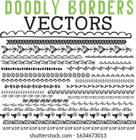 26 Doodle organic and geometric border vectors