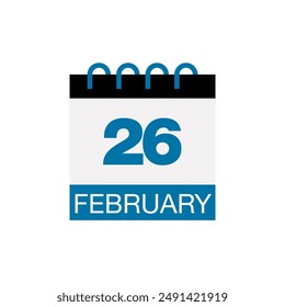 26 february calendar date icon vector eps