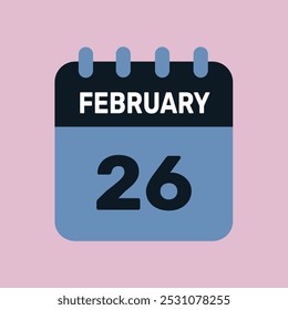 26 february calendar icon vector graphic design web page.