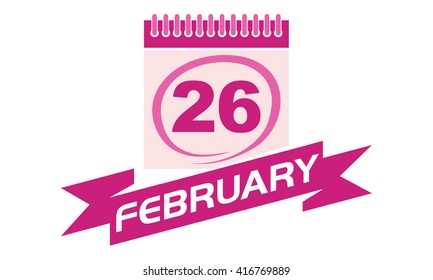 26 February Calendar with Ribbon