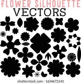 26 Flat flower and leaf silhouette vectors