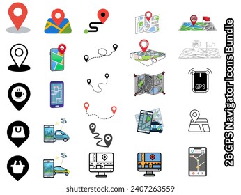 26 GPS Navigator Icons Bundle eps 10 version 