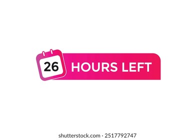 26 hours left, icon, stile, timer, countdown, clock, time,  background, template, 26 hours left, countdown, sticker, left banner, business, sale, label button
