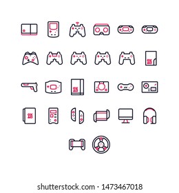 26 Icon Set For Console Game With 2 Color Outline Style
