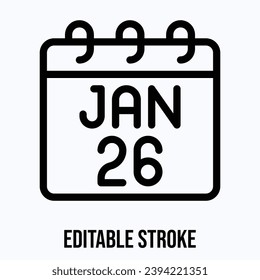 26 January Calendar, Vector Calendar Icon.