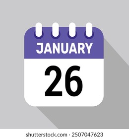 26 january calender icon text page monthly web design.