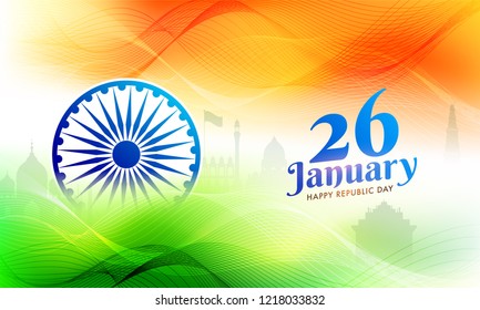 Featured image of post 26 January 2021 Banner Background Marathi / Illustration of man playing tutari sit at elephant with sketching famous monuments on yellow and turquoise background for incredible india.