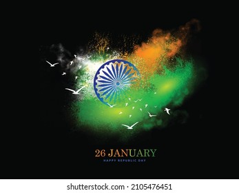 26 january with flag art indian celebration