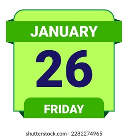 26 January, Friday. Date template. Useful design for calendar or event promotion. Vector illustration EPS 10 File. Isolated on white background. 