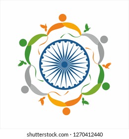 26 January Gantantra Diwas "Happy Republic Day" calligraphy in Hindi with tri color of Indian flag. Best wishes message on this republic day.