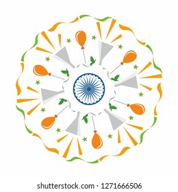 26 January Gantantra Diwas "Happy Republic Day" calligraphy in Hindi with tri color of Indian flag. Best wishes message on this republic day. - Vector
