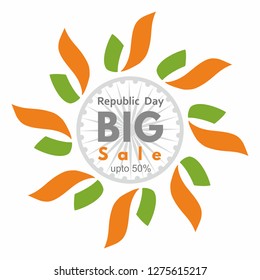 26 January Gantantra Diwas "Happy Republic Day" calligraphy in Hindi with tri color of Indian flag. Best wishes message on this republic day. - Vector