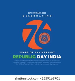 26 January- Happy 76th Republic Day of India celebration. Creative vector illustration design.