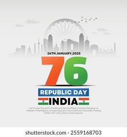 26 January- Happy 76th Republic Day of India celebration. Creative vector illustration design.