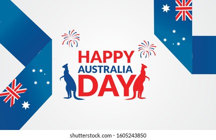 26 January Happy Australia Day With  Flag and kangaroo illustration Vector Eps 10