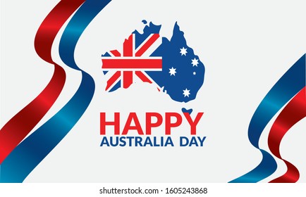 26 January Happy Australia Day With  Flag  illustration Vector Eps 10