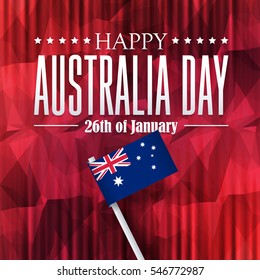 26 January Happy Australia Day. Polygonal Background and Flag Illustration and Vector Elements National Concept Greeting Card, Poster or Low Poly Web Banner Design