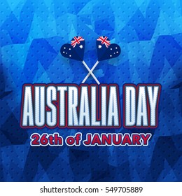 26 January Happy Australia Day. Polygonal Background and Flag Illustration and Vector Elements National Concept Greeting Card, Poster or Low Poly Web Banner Design
