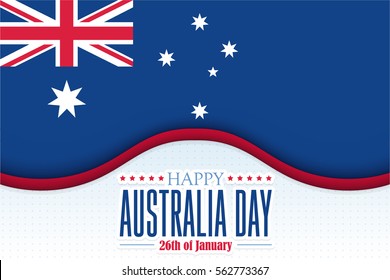 26 January Happy Australia Day. Retro Background and Flag Illustration and Vector Elements National Concept Greeting Card, Poster or Web Banner Design
