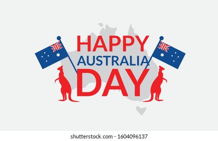 26 January Happy AustraliaDay With  Flag and kangaroo illustration Vector Eps 10