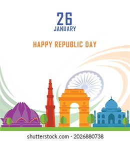 26 January , happy republic day, Vector illustration design.