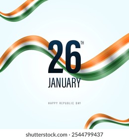 26 January - Happy Republic Day Celebration Vector design. Republic Day greetings with national color and symbol.