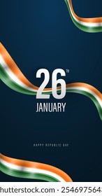 26 January - Happy Republic Day Celebration Vector design. Republic Day greetings with national color and symbol.
