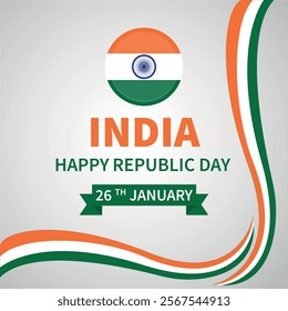 26 January - Happy Republic Day of India Banner Design. Indian Republic Day Celebration 