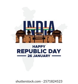 26 January - Happy Republic Day of India Banner Design. Indian Republic Day Celebration. Happy Republic day creative concept. 26 January Indian Republic Day.