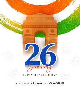 26 January Happy republic day of india celebration background vector illustration template