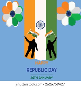 26 January Happy Republic Day India Vector Illustration	
Silhouette of Indian army soldiers with Jai Hind 