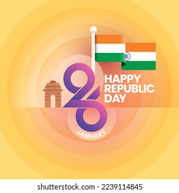 26 January India Happy Republic Day background or post banner