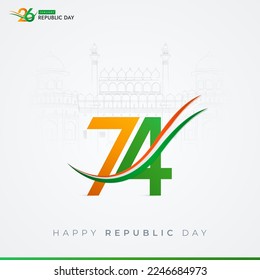 26 de enero Día de la República India 74ª celebración Social Media Post