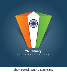 26 January Indian Republic Day Background with Indian National Flag Vector Illustration background for Happy Republic Day celebration.